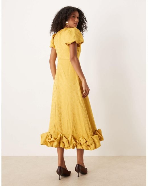 Sister Jane Yellow Puff Sleeve Bubble Hem Maxi Dress