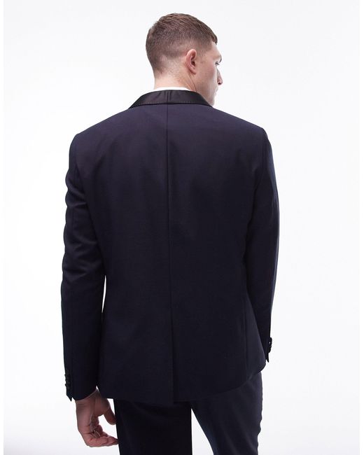 Topman – hochwertige smoking-anzugjacke aus wolle in Blue für Herren