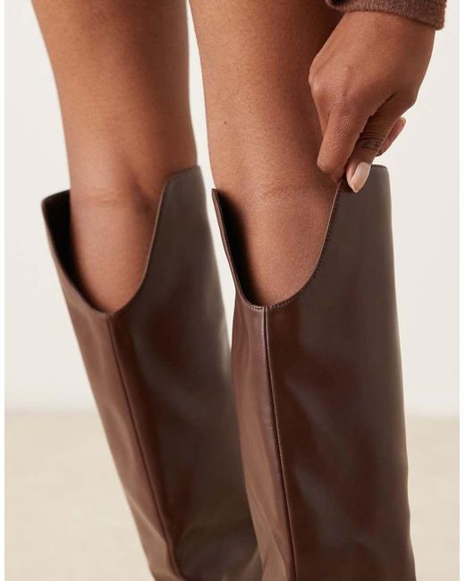 Raid Natural Maureen Knee Boots With Buckle Detail