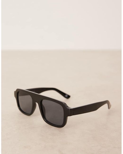 ASOS Black Chunky Flatbrow Aviator Sunglasses for men