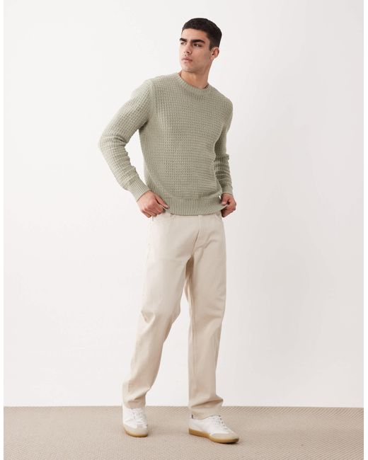 Mango Gray Waffle Knit Jumper for men