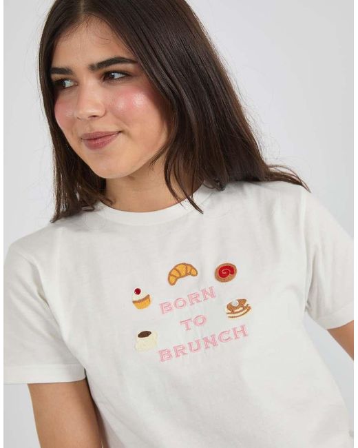 Skinnydip London White Born To Brunch Baby Tee