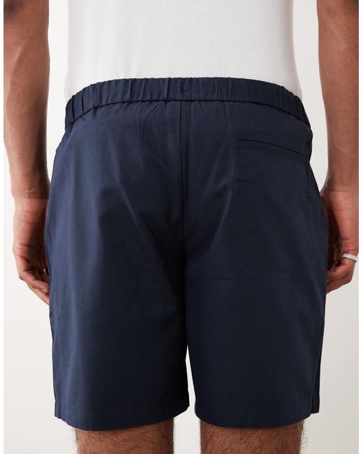 Mango White Cotton Mix Draw String Shorts for men