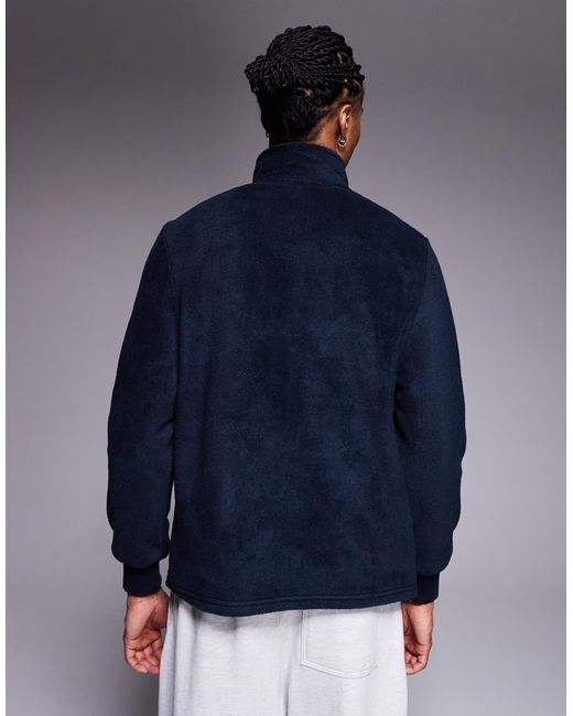 Sweat en polaire à col cheminée zippé - marine ASOS pour homme en coloris Blue