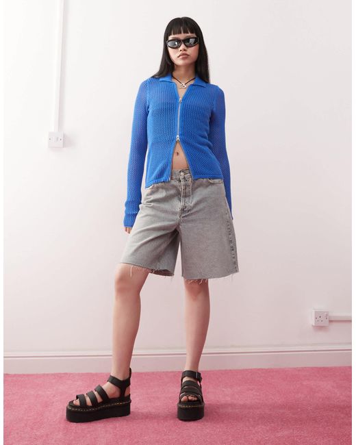 Weekday Blue – lene – strickjacke aus grobem strick