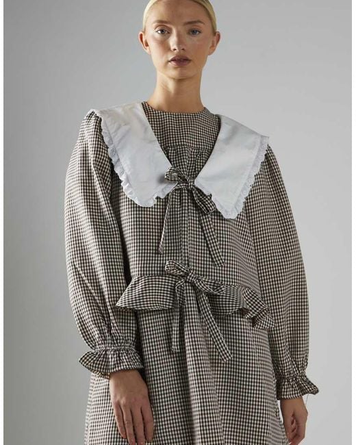 Glamorous Gray Crop Top With Large Ruffle Collar
