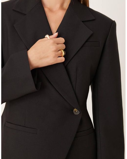 ASOS Black Tailored Nipped Waist Blazer With Cut Away Hem