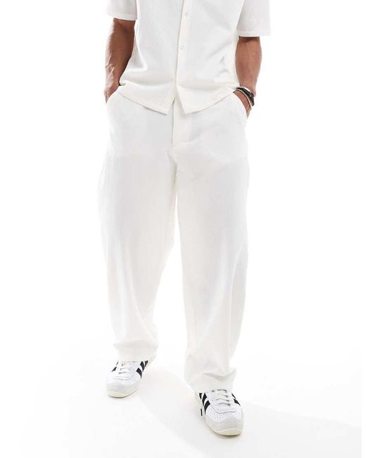 Bershka Plissé Baggy Joggingbroek in het White voor heren