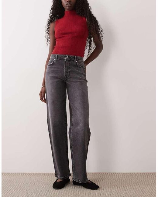 Miss Selfridge Gray Straight Leg Jeans