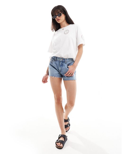 Object White Jersey T-shirt With Cutwork