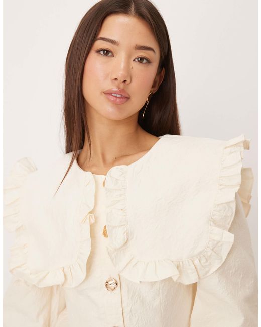 ghospell oversized collar mini dress Ghospell Oversized Collar Mini Dress in Brown
