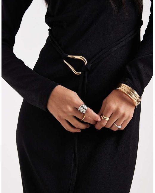 Vero Moda Black High Neck Long Sleeve Belted Maxi Dress