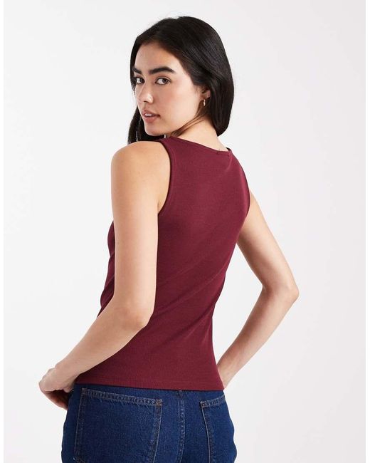 New Look Red Boat Neck Button Through Tank Top