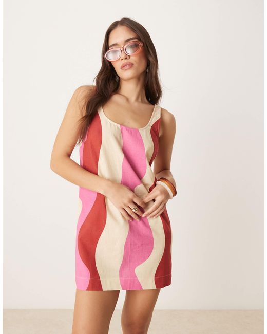 ASOS Pink – minikleid aus baumwoll-leinen