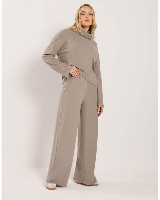 Long Tall Sally Natural Ribbed Roll Neck Top