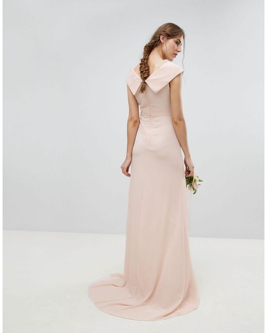 bardot maxi bridesmaid dress