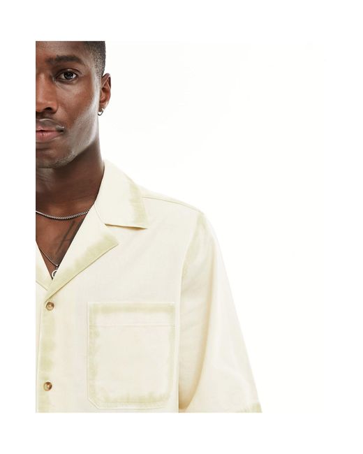 Camicia squadrata a maniche corte vestibilità comoda di ASOS in White da Uomo