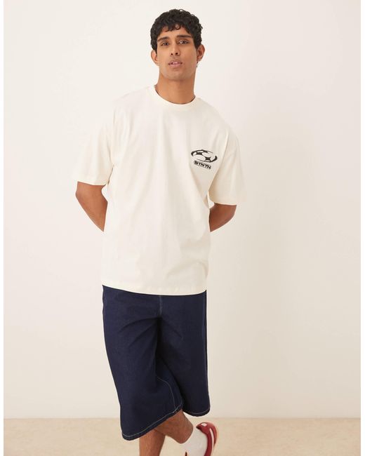 ASOS Natural Oversized T-Shirt With Front And Back Print for men