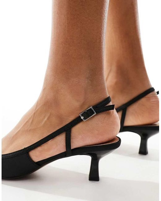 ASOS Black Wide Fit Strut Slingback Kitten Heeled Shoes