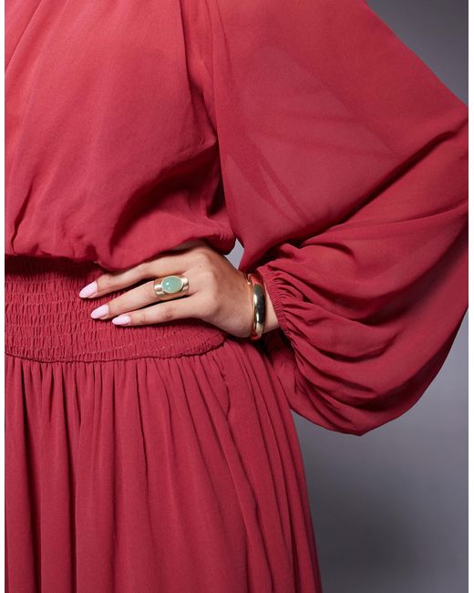 ASOS Red – chiffon-maxikleid