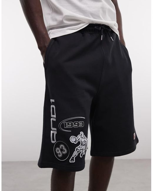 AND1 White On Court Basketball Logo Jersey Jorts for men