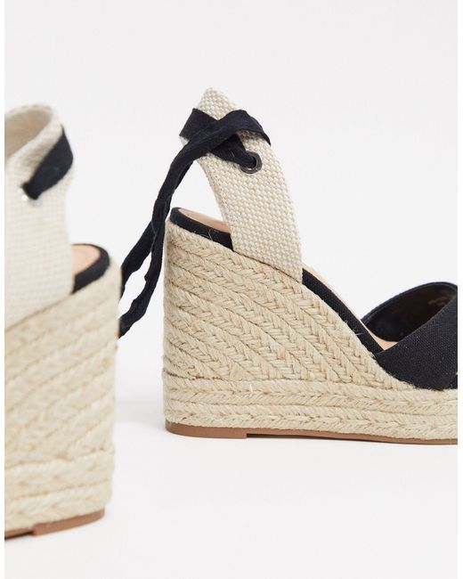 black tie up espadrille wedges