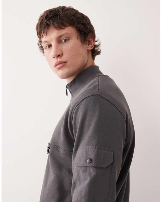 Barbour Gray Galloway Relaxed Half Zip Sweatshirt for men