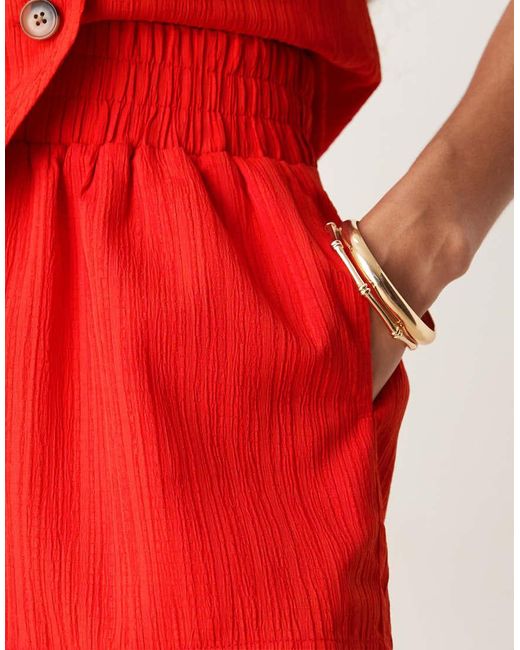 Pantalones Cortos Naranjas Sin Cierres De Tejido Efecto Rugoso De (Parte De Un Conjunto)-Rojo ASOS de color Red