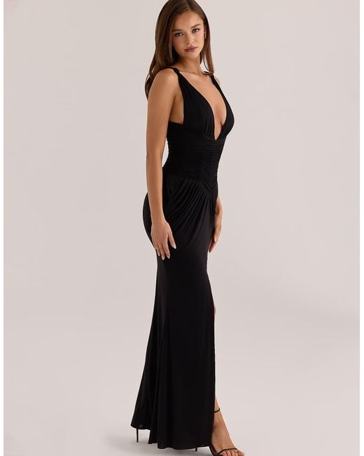 House Of Cb Black Tabitha Liquid-Soft Jersey Plunge Maxi Dress