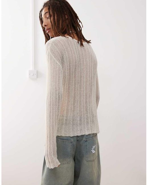 Maglione Leggero Écru di Collusion in Natural da Uomo