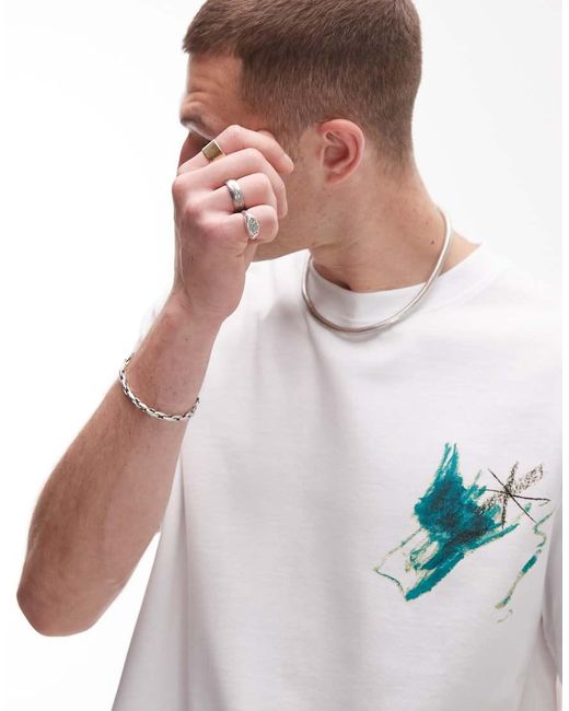 Camiseta Blanca Extragrande Con Estampado Trasero "Musee Galerie" De -Amarillo Topman de hombre de color Gray