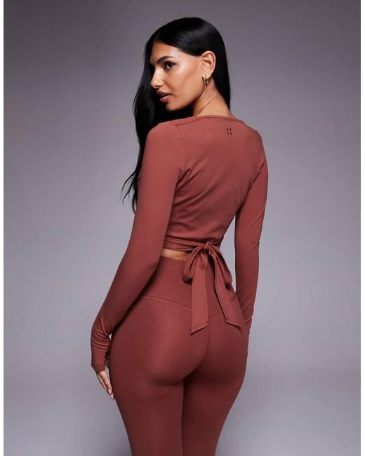 4505 Red Ballet Wrap Long Sleeve Top