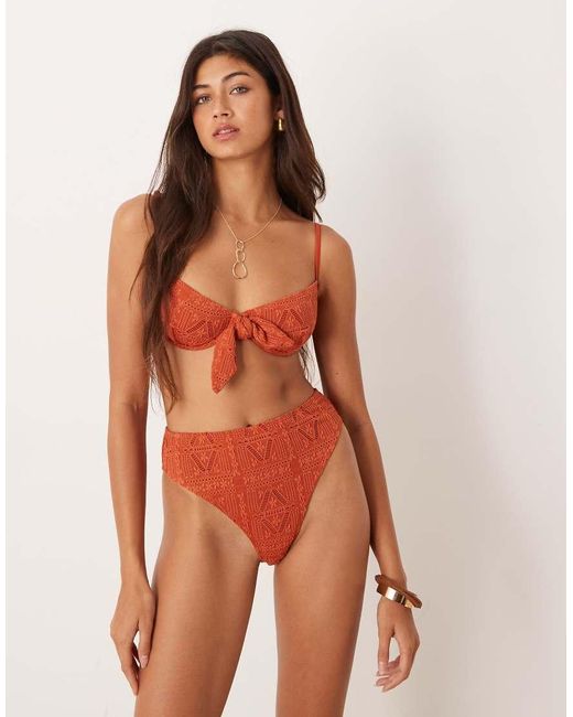ASOS Orange Kyle Broderie Sao Paolo Underwired Bikini Top
