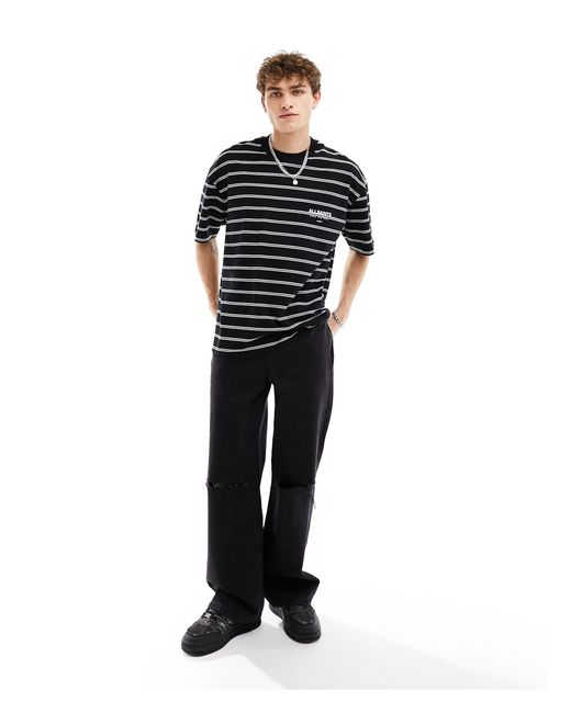 Underground - t-shirt oversize - rayé AllSaints pour homme en coloris Black