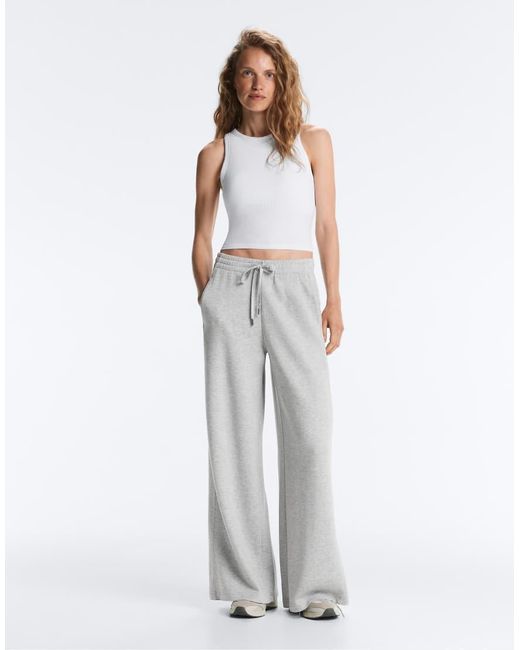 Oysho White Ribbed Modal Blend Long Tank Top