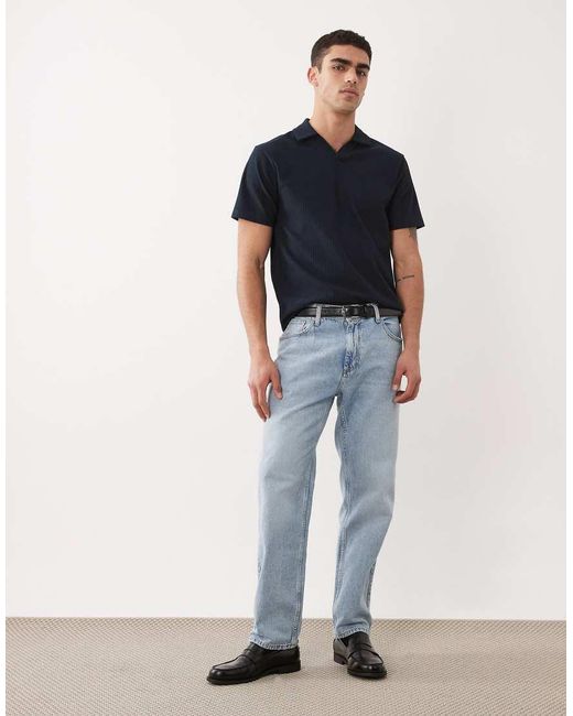 ASOS Blue Regular Fit Notch Polo for men
