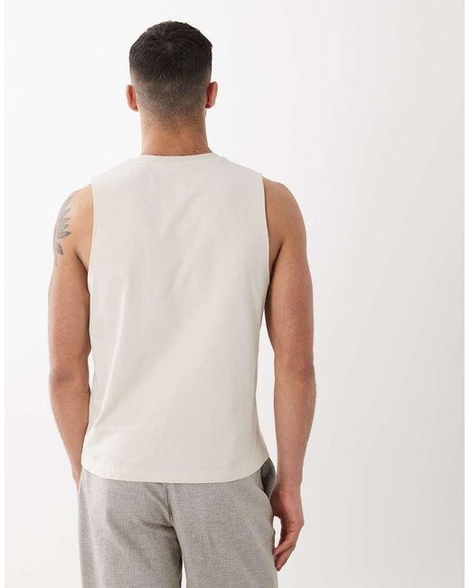 ASOS White Boxy Oversized Regular Fit Tank With V Neck for men