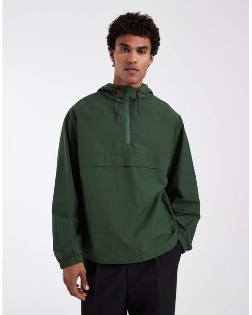 ASOS Green Stormmax Waterproof Overhead Rain Jacket for men