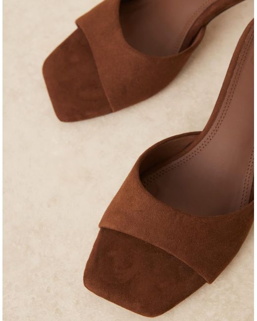 Hyped - mules à petit talon en suédine - chocolat ASOS en coloris Natural