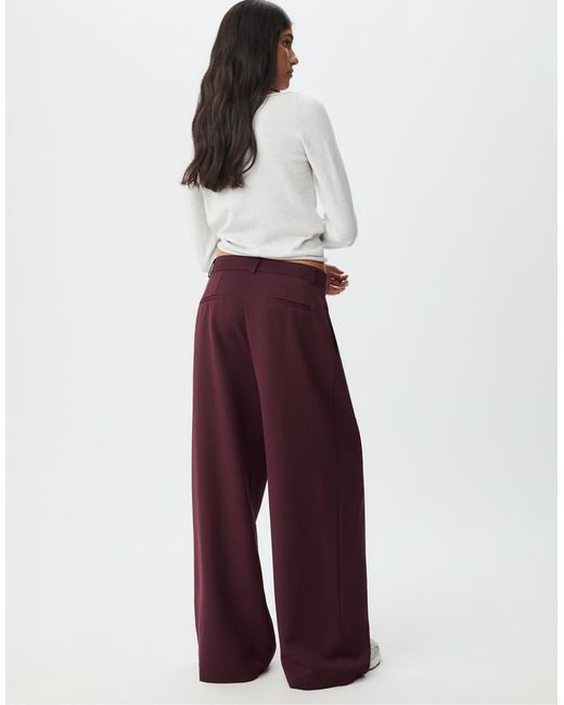Stradivarius Red Wide Leg Smart Trousers With Darts