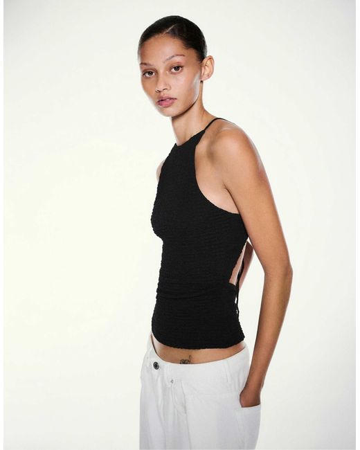 Top dos nu texturé Pull&Bear en coloris Black