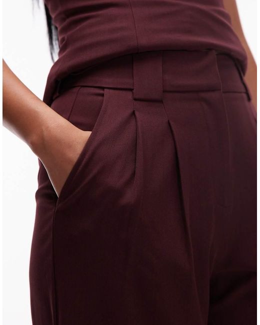 Pantalones De Sastre De Pernera Ancha Con Pinzas (Parte De Un Conjunto)-Rojo 4th & Reckless de color Red