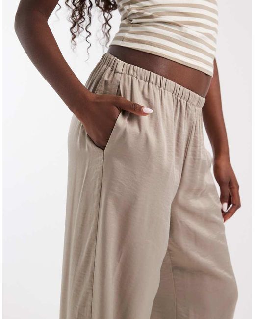 Vero Moda Natural Pull On Textured Wide Leg Trousers