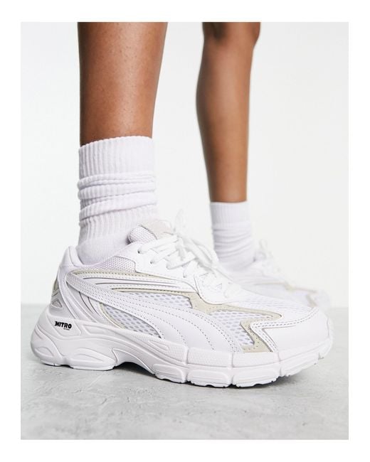 PUMA White Teveris Nitro Sneakers