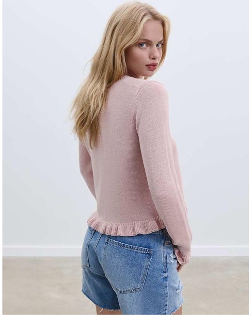 Stradivarius Gebreid Vest Met Knopen En Ruches in het Blue