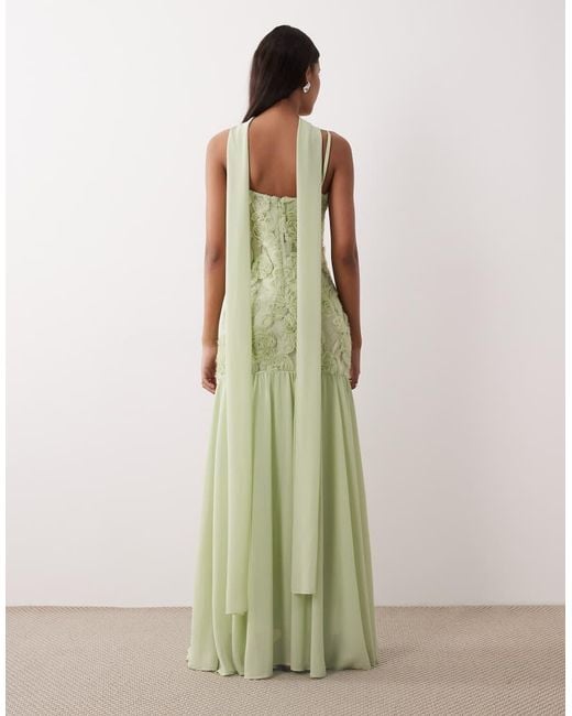 Gina Tricot Green Embroidery Maxi Dress
