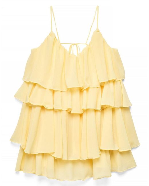 NA-KD Natural Ruffle Plisse Strap Mini Dress