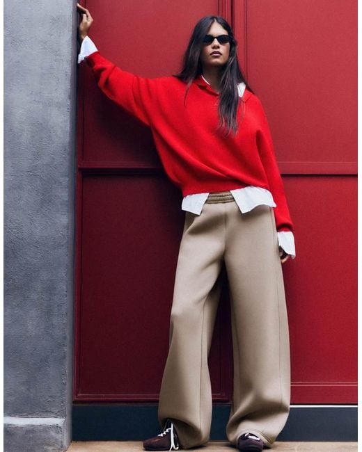 Bershka Red Barrel Fit Trousers