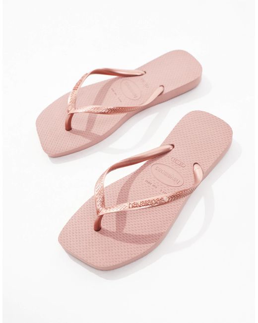 Havaianas Pink Square Toe Flip Flops