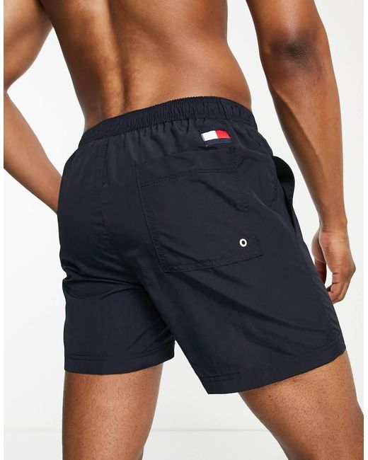 Tommy Hilfiger Blue Flag Leg Logo Mid Length Swim Shorts for men